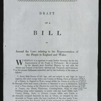 'Draft of a bill to amend the laws relating to the representation of the people in England and Wales'.