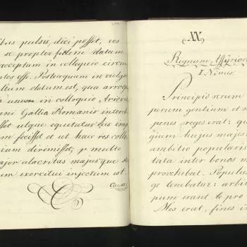 Prince Albert's Latin exercise books covering the years 1830-1835 and bound into one volume titled 'Lateinische Uebungen' [Latin Exercises]. Also includes some of Prince Albert's doodles.