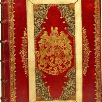 Binding information 

Contemporary binding of red goatskin by the Royal Heads Binder for Charles II with his arms on front and back covers, the covers elaborately tooled in gilt, borders with double roll-tool border with acorn tools and with volute corner