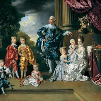 This painting (unlike Zoffany&rsquo;s earlier interior portraits of royal children) was evidently conceived as a public conversation piece, immediately engraved by Richard Earlom (1743-1822), published 29 October 1770, and exhibited at the Royal Academy. 