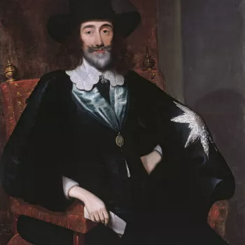 Charles I is here depicted in the last month of his life, facing the charges brought against him by the Parliamentarians. Following his defeat in the Civil War he was brought to trial before the High Court of Justice in the Great Hall at the Palace of Wes