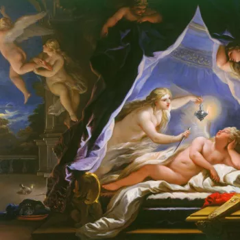 This painting is the eighth in a set of twelve in the Royal Collection depicting part of the story of Cupid and Psyche. The subject of this series comes from The Metamorphoses or Golden Ass by the second-century AD writer Apuleius: it is one of the storie