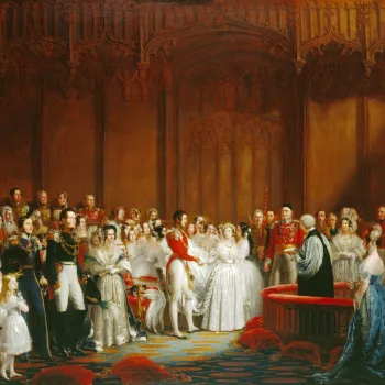 The ceremony took place on the morning of 10 February 1840 in the Chapel Royal, St James's Palace. Queen Victoria and Prince Albert clasp hands at the altar rails, before the Archbishop of Canterbury.<br>
<br>The Queen had been pleased with Sir George Hay