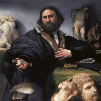This portrait of the successful Venetian merchant Andrea Odoni (1488-1545) is one of the most innovative and dynamic portraits of the Italian Renaissance by Lorenzo Lotto, recently returned to Venice after thirteen years in Bergamo and anxious to impress 