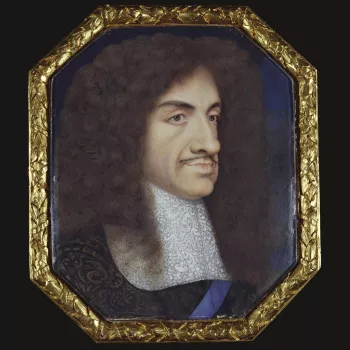 A number of miniatures of Charles II said to be by Samuel Cooper were acquired from Rundell, Bridge and Rundell in the early-nineteenth century.  By the mid-nineteenth century this miniature had come to be regarded as one of Cooper's finest portraits of C