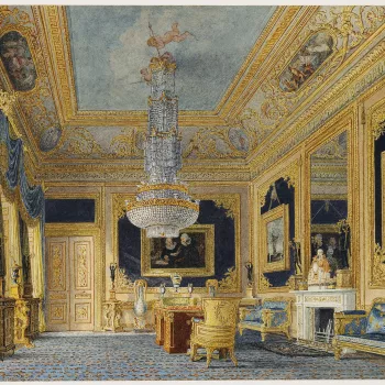 Like most of the rooms at Carlton House, the Blue Velvet Room and the adjoining Closet underwent a considerable number of changes of decoration and nomenclature from the time that George IV took up residence in 1783 to the time he abandoned the house to t
