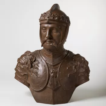 Terracotta bust of the Black Prince, his head turned slightly to the right, wearing armour and helmet with coronet; brown wash.

Rysbrack depicts Edward the Black Prince, the son of King Edward III and Prince of Wales, as a military hero, wearing a coro