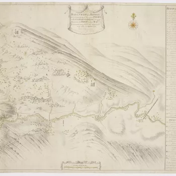 A map of the Battle of Glen Shiel, fought on 10 June 1719 between the British government forces, commanded by Major-General Joseph Wightman (d.1722), Commander-in-Chief in Scotland and the Highlanders and their Spanish allies, commanded by William Murray 