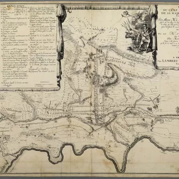 A map of the encampments and order of battle of the Allied army, commanded by Charles Henri de Lorraine, Prince de Vaudemont (1649-1723) and the encampment of the French army, led by Fran&ccedil;ois de Neufville, duc de Villeroi (1644-1730) at Wontergem a