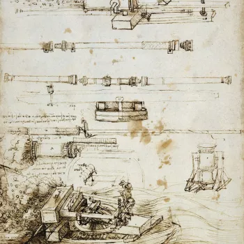 Drawing of Leonardo's inventions
