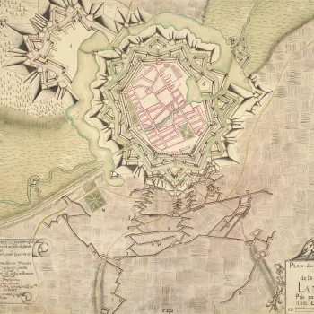 A plan of the fortifications of Landau showing the siegeworks and breaches made by the Allied army, commanded by Prince Eugene of Savoy (1663-1736), between 9 September and 26 November 1704, when the French garrisons, commanded by Lieutenant-General Yriei