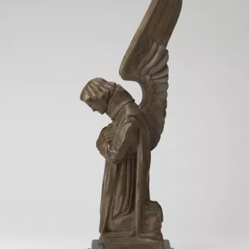 A&nbsp;bronze reduced-size sculpture of one of the four flanking bronze Archangel Seraphiels from the central shrine at the Scottish National War Memorial at Edinburgh Castle.