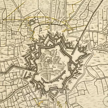 Map of the siege of Furnes, 1744 (Veurne, Flanders, Belgium) 51?04'20"N 02?39'44"E