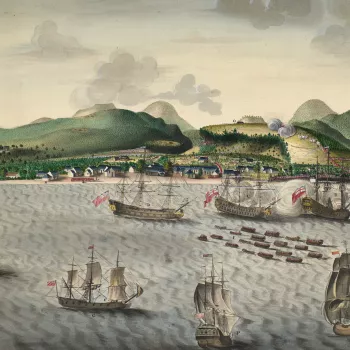 PERSPECTIVE view of ROSEAU in the Island of DOMINIQUE taken upon the 6,th of June 1761 by His Majesty’s troops commanded by LORD ROLLO c.1761