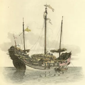 watercolour of Chinese boat