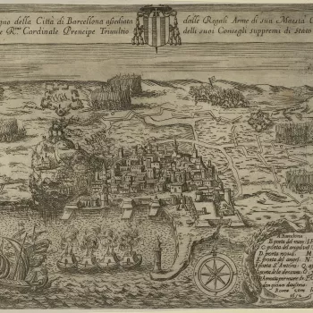 A view of Barcelona, defended by Catalan rebels and the French under the viceroy of Catalonia, Phillippe de la Motte-Houdancourt (1605-57) and John Gaspar Ferdinand de Marchin [or Marsin], comte de Granville (1601-73) and besieged between July 1651 and Oc