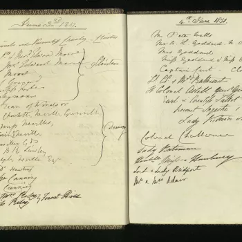 A volume recording the names of visitors for Prince Albert, at Windsor Castle, between 17 April 1851 and 31 December 1859. Names listed under date, sometimes with name of relevant institution or organisation.