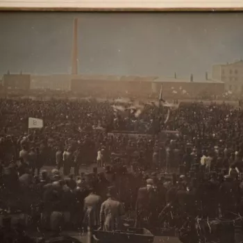 Detail of Albert's copy of the photograph of the Chartist meeting on Kennington Common