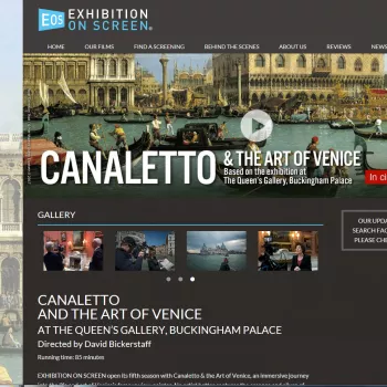 Screenshot of the page of website for the Exhibition on Screen showing of Canaletto
