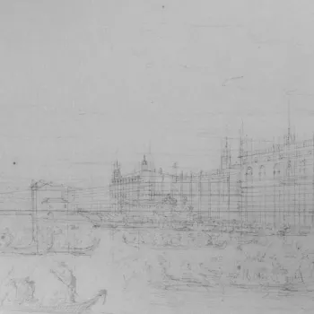 Infrared image of Canaletto drawing