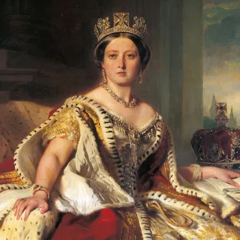 Queen Victoria at her coronation, wearing robes of state