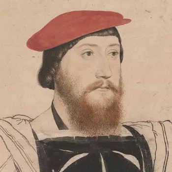 Drawing of man wearing a red hat.
