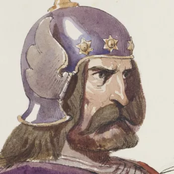 painting of a knight from Albert Edward's teaching stetch book