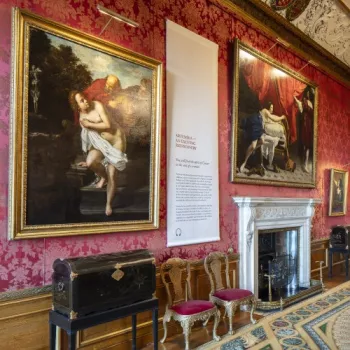 Display of paintings by Artemisia and Orazio Gentileschi in the Queen’s Drawing Room at Windsor Castle