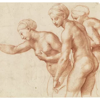 Drawing of three female figures