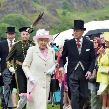 Queen Elizabeth II and Prince Philip, Duke of Edinburgh attending a Garden Party at the Palace of Holyroodhouse