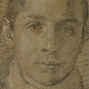 A portrait drawing, probably of Agostino Carracci (RCIN 902246)