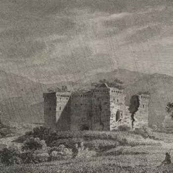 image of house in landscape from Sir Walter Scott novel
