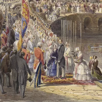 Victoria and Albert are greeted having arrived at St Pierre, Guernsey, with crowds lining the harbour