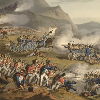 Detail showing French and British troops clashing
