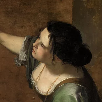 A painting of a woman painting a self portrait