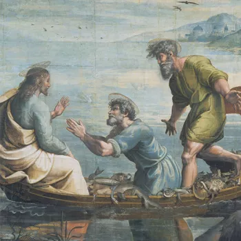 Christ addressing fishermen - detail from the Miraculous Draft of Fishes