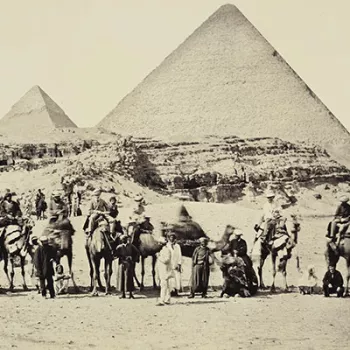 Detail from a photograph of the Prince of Wales visit to the Great Pyramid