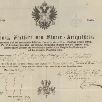 Prince Albert's passport, number 4539, issued on the 22 July 1839 in Dresden.