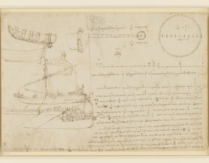 Drawing of Leonardo's machine inventions