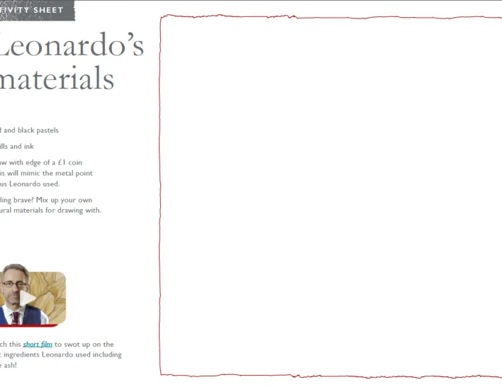 Leonardo's materials activity sheet cover