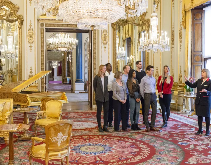 Visitors in the White Drawing Room of Buckingham Palace