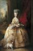 Queen Charlotte in a magnificent gown, worn over a wide hoop and covered with gold spangles and tassels.